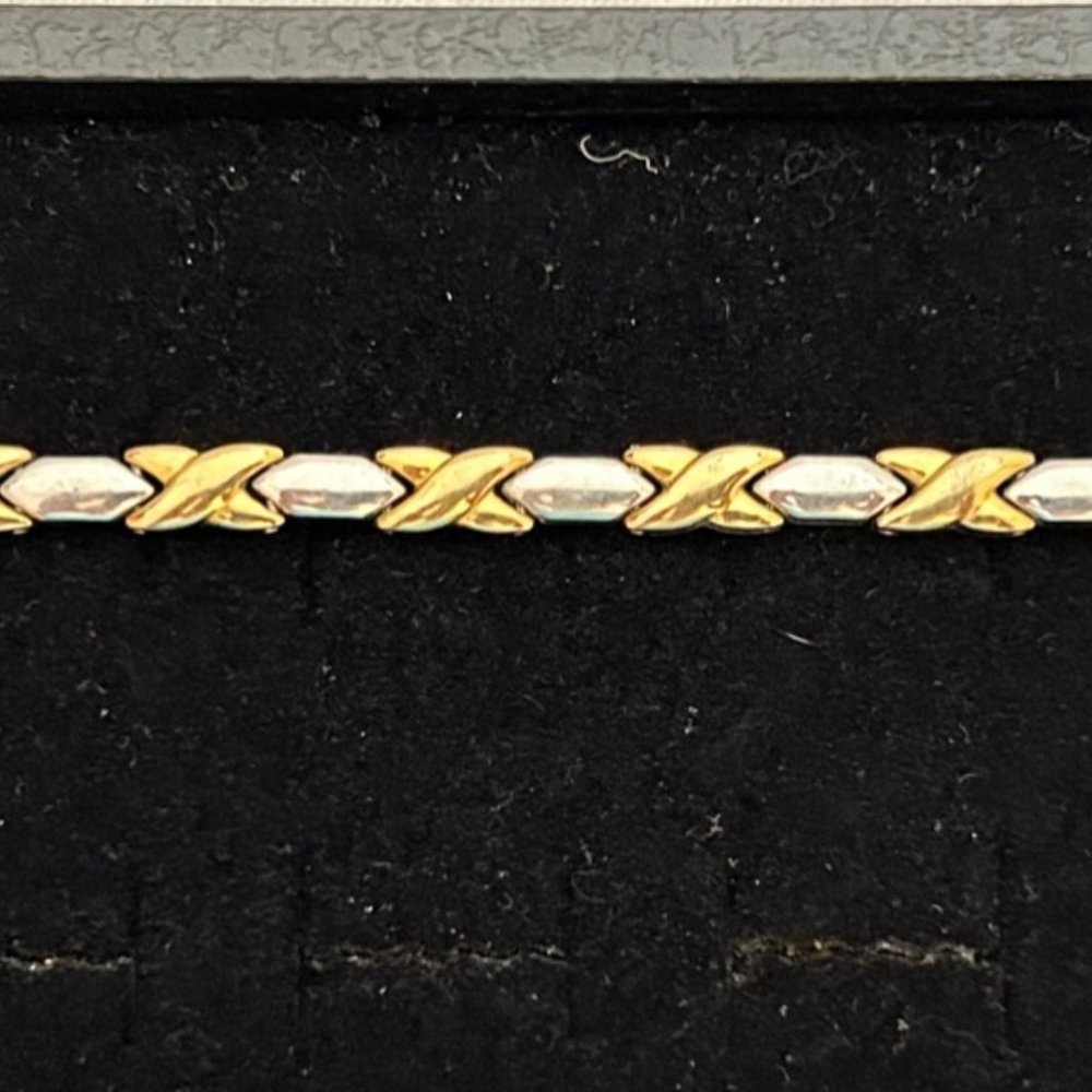 Stainless Steel & Gold Plate Magnetic Bracelet
